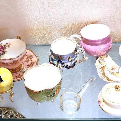 Vintage Ginger Jar, Tea Cup Sets, Ceramic Trinket Box, Alabaster Egg And Dishes