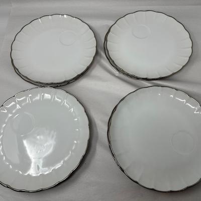 Porcelain Silver-Rimmed Dinner Plates