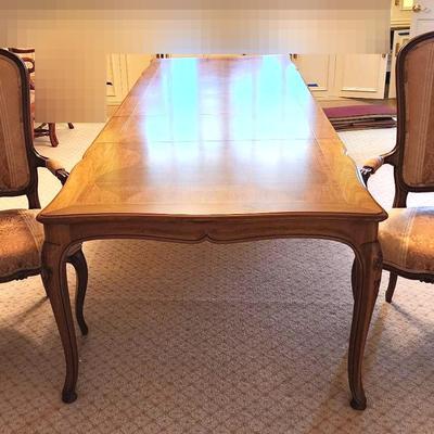 Baker Furniture Dining Room Table, Table Covers And Two Chairs