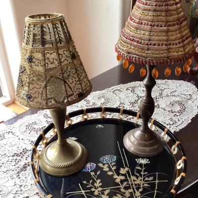 Votive candle lamps and serving tray