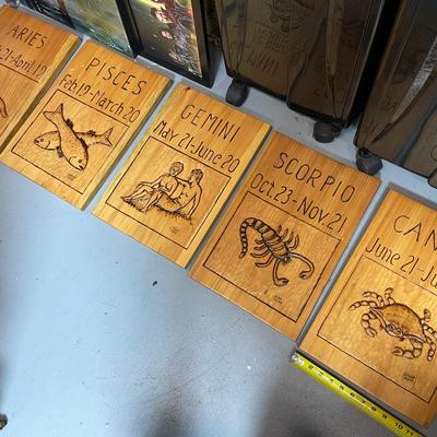 Set Of Handmade Wooden Horoscope Wall Art