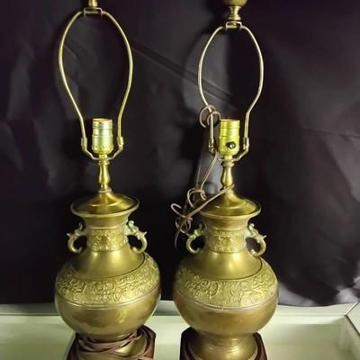 Pair Of Vintage Asian Style Table Lamps 