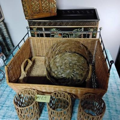 Lot Of Baskets And A Metal Bin