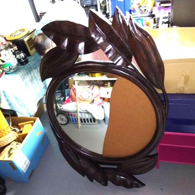 Huge hand carved wooden banana leaf frame