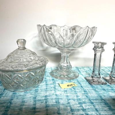 Lot Of Vintage Glass Including An Antique Victorian Candy Dish