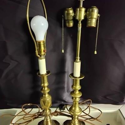 Antique Brass Candlestick Lamps