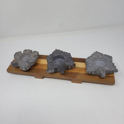 Stone Leaf Votive Teak 