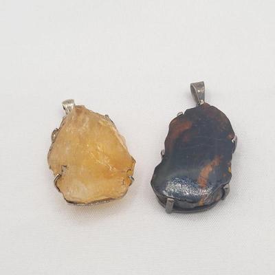 Quartz & Amber Pendants