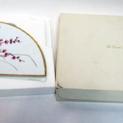 Sale Photo Thumbnail #145: 1145	LENOX CHINA *THE PLUM BLOSSOM FAN* WINTER 1988, APPROXIMATELY 13 1/2 IN X 8 1/4 IN
