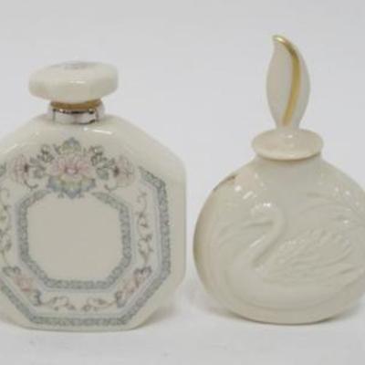 Sale Photo Thumbnail #112: 1112	LENOX CHINA FRAGANCE COLLECTION PERFUMES, 4 ASSORTED GOLD WREATH MARKED, APPROXIMATELY 4 1/4 IN H
