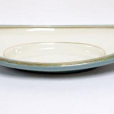Sale Photo Thumbnail #50: 1050	LENOX CHINA CONSOLE BOWL WITH CANDLESTICKS, LIGHT BLUE WITH 14K GOLD DECORATION, CONSOLE BOWL APPROXIMATELY 14 IN X 7 IN X 2 1/2 IN
