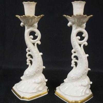 Sale Photo Thumbnail #21: 1021	LENOX CHINA,DOLPHIN CANDLESTICKS, 24K HAND DECORATED, APPROXIMATELY 10 IN H
