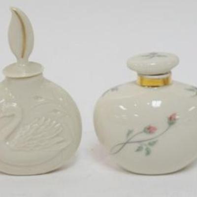 Sale Photo Thumbnail #106: 1106	LENOX CHINA FRAGANCE COLLECTION PERFUMES, 4 ASSORTED GOLD WREATH MARKED, APPROXIMATELY 4 1/4 IN H
