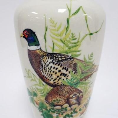 Sale Photo Thumbnail #60: 1060	LENOX CHINA GAME BIRD VASE *RING NECKED PHEASANT*, ARTIST SIGNED, LTD EDITION, VAL ROY GERISCHER, APPROXIMATELY 12 1/2 IN H
