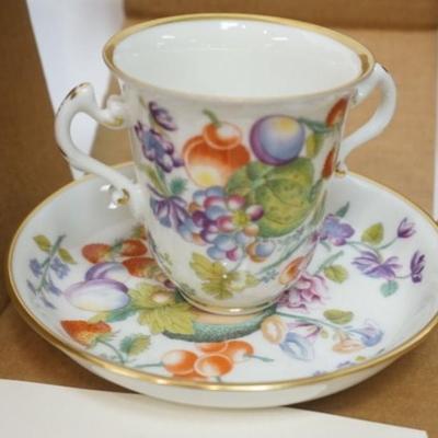 Sale Photo Thumbnail #160: 1160	LENOX CHINA VIENNA CUPS & SAUCERS, 3 SETS, REPRODUCTION OF AUSTRIAN PORCELAIN
