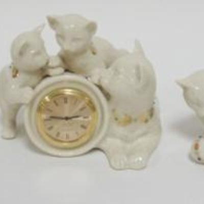 Sale Photo Thumbnail #10: 1010	LENOX CHINA JEWELS COLLECTION CA 1990S, GROUP OF 5 KITTEN FIGURES INCLUDING QUARTZ CLOCK,  TALLEST APPROXIMATELY 4 1/2 IN H
