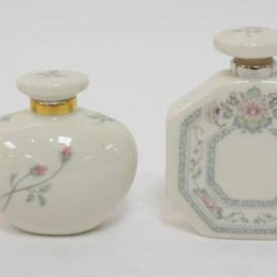 Sale Photo Thumbnail #110: 1110	LENOX CHINA FRAGANCE COLLECTION PERFUMES, 4 ASSORTED GOLD WREATH MARKED, APPROXIMATELY 4 1/4 IN H
