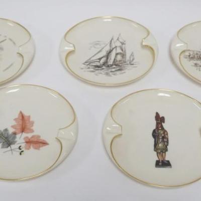 Sale Photo Thumbnail #26: 1026	LENOX CHINA CATCH ALLS, 5 CATCH ALLS ASH TRAYS WITH ASSORTED IMAGES, ONE WITH WOODEN INDIAN FOR PHILLIES CIGARS, EACH APPROXIMATELY  8 IN
