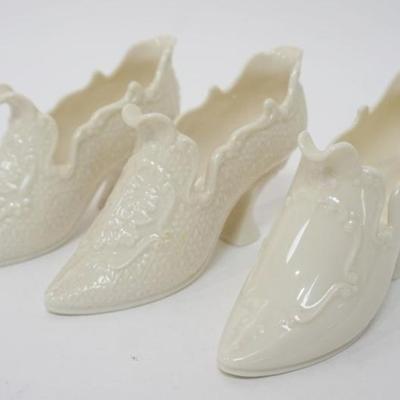 Sale Photo Thumbnail #85: 1085	LENOX CHINA GROUP OF 3 GREEN MARK FIGURAL LADIES SHOE DISHES,  APPROXIMATELY 6 IN X 2 IN X 3 IN
