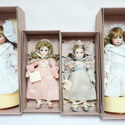 Sale Photo Thumbnail #55: 1055	LENOX GALLERY OF GIFTS CHINA DOLLS, 4 INCLUDING AMY, REBECCA AND JENNIFER, TALLEST APPROXIMATELY 18 IN H
