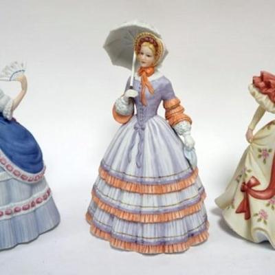 Sale Photo Thumbnail #52: 1052	LENOX COLLECTIONS LADY FIGURES WITH *GOVENNORS GARDEN PARTY*, *SPRING TIME PROMENADE* AND *FIRST WALTZ*, TALLEST APPROXIMATELY 9 IN H
