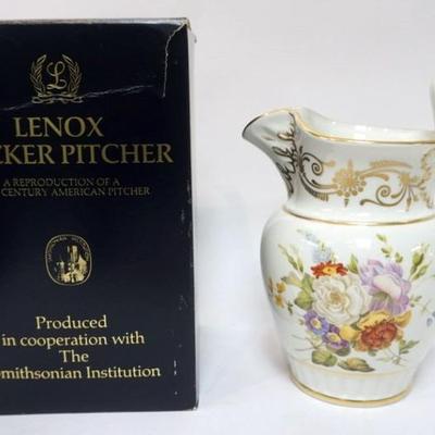 Sale Photo Thumbnail #169: 1169	LENOX CHINA *TUCKER PITCHER* SMITHSONIAN REPRODUCTION, APPROXIMATELY 10 IN HIGH
