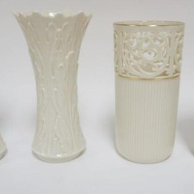 Sale Photo Thumbnail #33: 1033	2 PAIRS LENOX CHINA WOODLAND AND TRACERY HAND DECORATED 24K GOLD, TALLEST 9 IN HIGH
