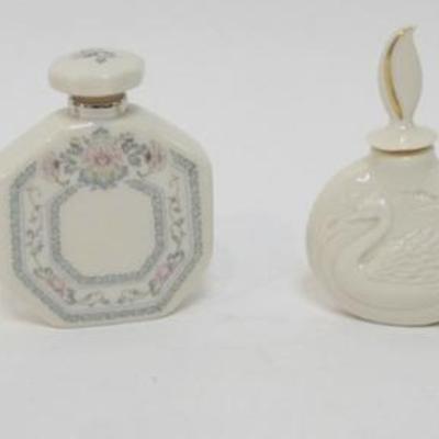 Sale Photo Thumbnail #105: 1105	LENOX CHINA FRAGANCE COLLECTION PERFUMES, 4 ASSORTED GOLD WREATH MARKED, APPROXIMATELY 4 1/4 IN H
