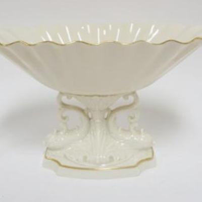 Sale Photo Thumbnail #39: 1039	LENOX CHINA DOLPHIN CENTER BOWL WITH AQUARIUS CANDLESTICKS, CONSOLE BOWL APPROXIMATELY 12 IN X 6 X7 IN H
