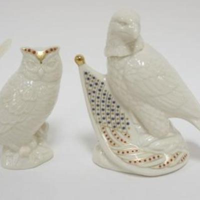 Sale Photo Thumbnail #5: 1005	LENOX CHINA JEWELS COLLECTION CA 1990S, GROUP OF 4 FIGURES INCLUDING OWLS, AMERICAN EAGLE WITH FLAG AND GREEN MARKED DOVE, TALLEST APPROXIMATELY 6 IN H

