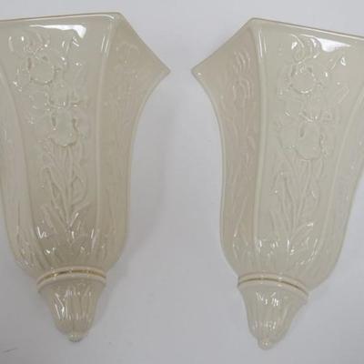 Sale Photo Thumbnail #23: 1023	LENOX CHINA,PAIR OF WALL POCKET VASES *MASTER PIECE WALL VASE*, EACH APPROXIMATELY 8 IN H
