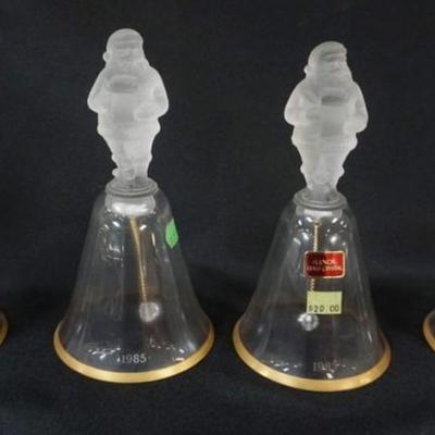 Sale Photo Thumbnail #18: 1018	LENOX CHINA, GROUP OF 4 WITH FROSTED GLASS SANTA ON TOP AND GOLD RIMMED BASES ,1985,  APPROXIMATELY 8 IN H
