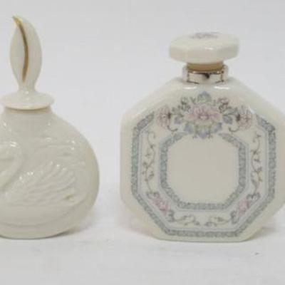 Sale Photo Thumbnail #103: 1103	LENOX CHINA FRAGANCE COLLECTION PERFUMES, 4 ASSORTED GOLD WREATH MARKED, APPROXIMATELY 4 1/4 IN H

