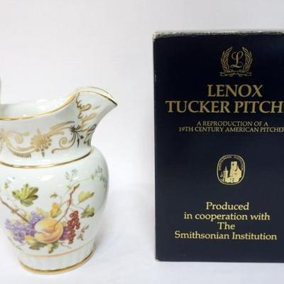 Sale Photo Thumbnail #171: 1171	LENOX CHINA *TUCKER PITCHER* SMITHSONIAN REPRODUCTION, APPROXIMATELY 10 IN HIGH
