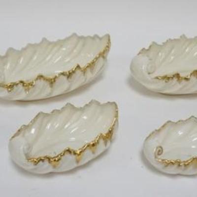 Sale Photo Thumbnail #42: 1042	7 VINTAGE LENOX CHINA ANCANTHUS LEAF BOWLS HAND DECORATED  WITH 24K GILT RIMS, 3 SIZES AND 3 GREEN MARKED, LARGEST APPROXIMATELY  9 IN X 5 IN X 3 IN
