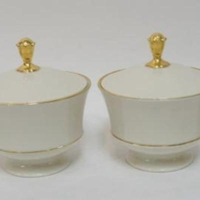 Sale Photo Thumbnail #140: 1140	LENOX LYRIC FOOTED CANDY DISHES, 24K GOLD TRIM GOLD WREATH, EACH APPROXIMATELY 6 1/4 IN HIGH
