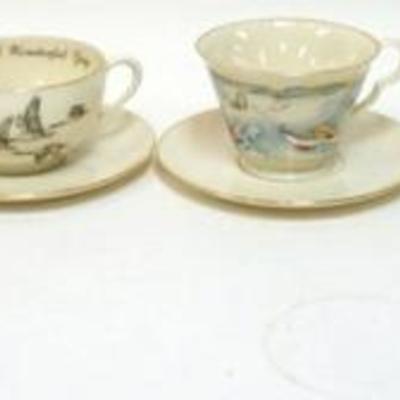 Sale Photo Thumbnail #138: 1138	LENOX CHINA GROUP OF 6 SPORTSMANS BREAKFEST CUPS & SAUCERS W/ONE NAUTICAL THEME, APPROXIMATELY 3 1/4 IN HIGH

