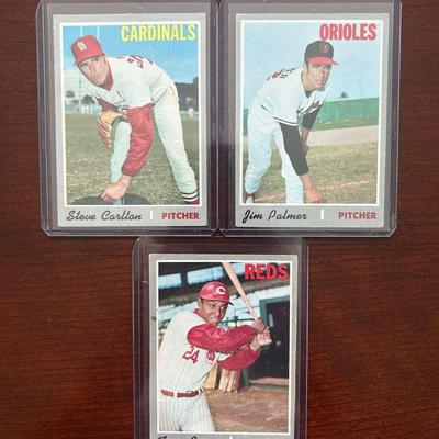 1970 Vintage Baseball Cards. Jim Palmer, Steve Carlton, Tony Perez