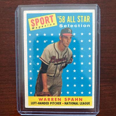 1958 Topps Baseball Card. Warren Spahn All Star. #494