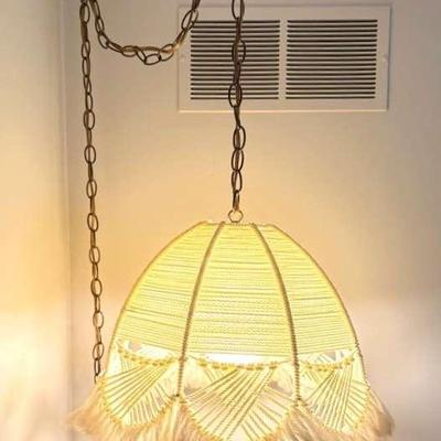 MCM La Plume Macramé Pendant Hanging Swag Lamp 
