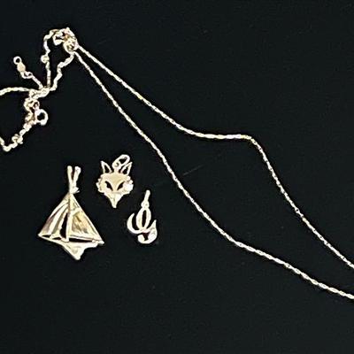 14K Yellow Gold Charms (3) and 14K Chain
