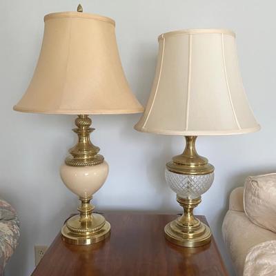 Vintage Crystal And Brass Stiffel Lamps