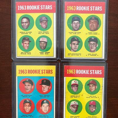 Four 1963 Topps Baseball Rookie Stars Cards