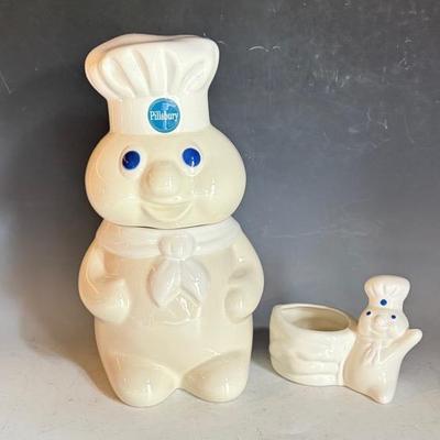 Pillsbury Doughboy Ceramic Cookie Jar & Utensil Dish