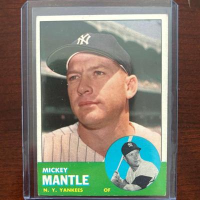 1963 Topps Baseball Card. Mickey Mantle. New York Yankees, # 200