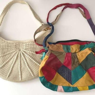 SAK Ryder Ecru Crocheted Bag With Vintage Leather Boho Patchwork Bag