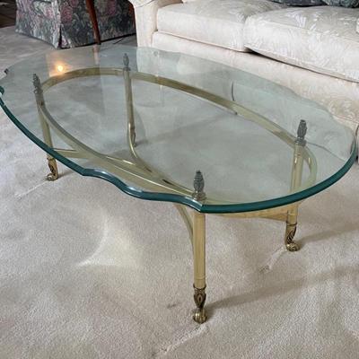Vintage Large Beveled Glass Coffee Table