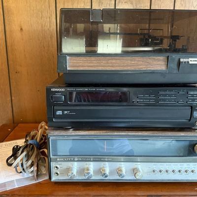 Vintage Audio Equipment With Scott Stereo Receiver, Kenwood CD & BSR Turntable
