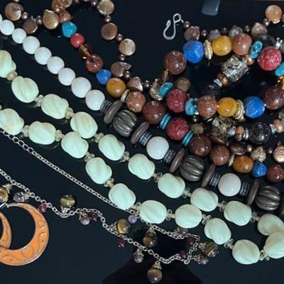 Tigers Eye and Dyed MOP Beaded Necklaces with Other Beaded Jewelry 