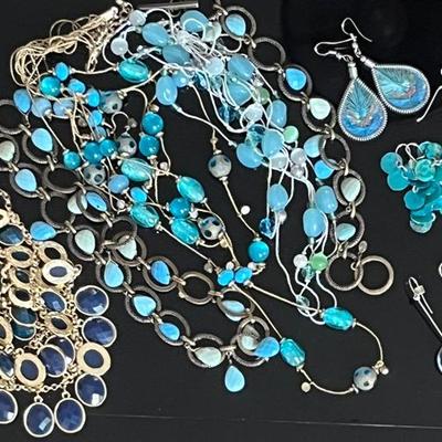 Boho Beaded Jewelry in Aqua Tones